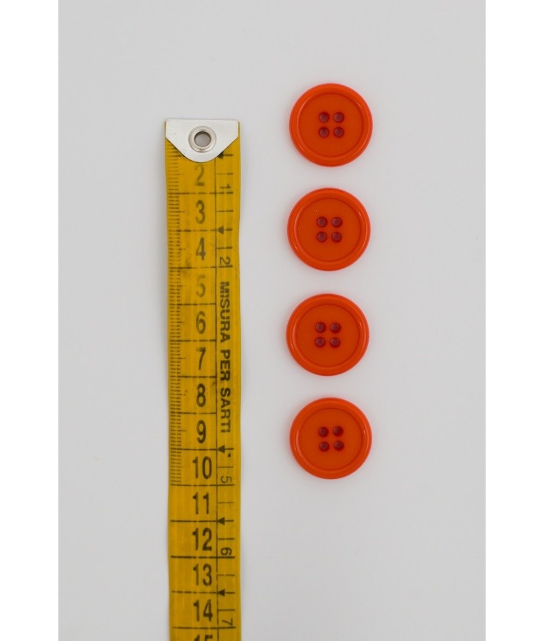 Bottone classico 4 fori 20mm Arancione - Bottoni e Chiusure