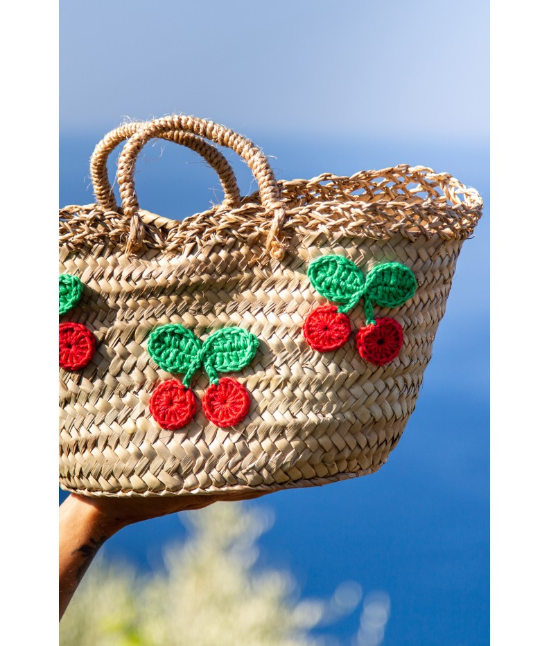 Straw Bag CHERRIES - Handmade