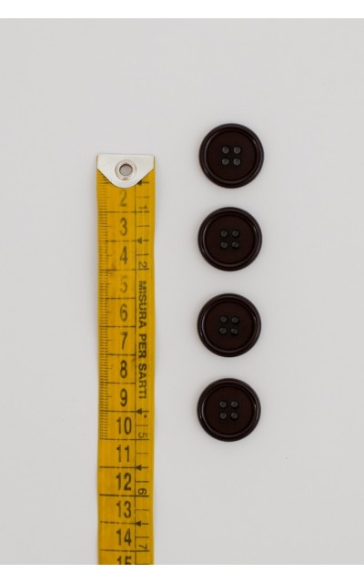 Bottone classico 4 fori 20mm marrone scuro - Bottoni e Chiusure
