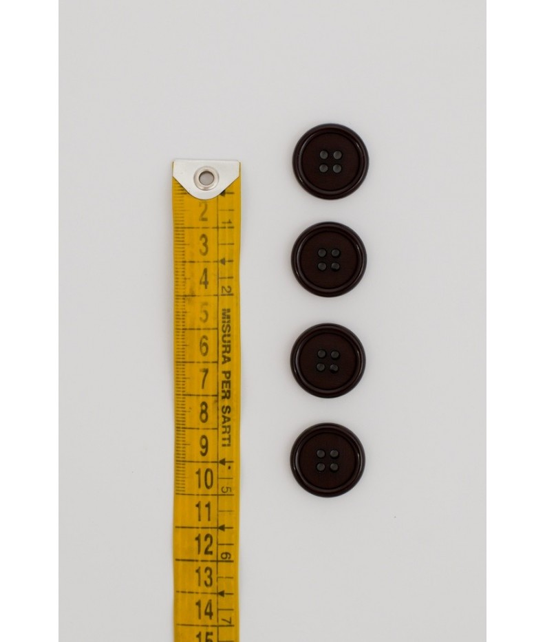 Bottone classico 4 fori 20mm marrone scuro - Bottoni e Chiusure