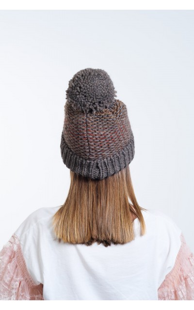 Hat with pompom and turn-up - Hats and scarves