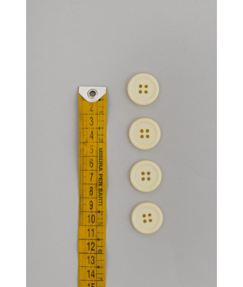 Bottone classico 4 fori 20mm Panna - Bottoni e Chiusure