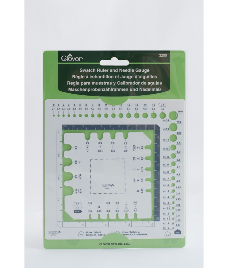 Clover, swatch ruler and needle gauge - Accessories for knitting