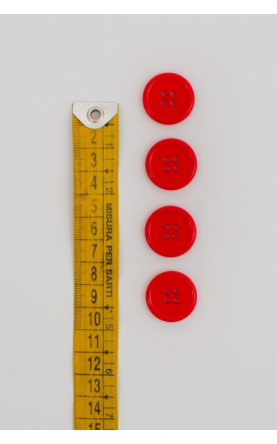 Bottone classico 4 fori 20mm Rosso - Bottoni e Chiusure