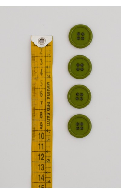 Bottone classico 4 fori 20mm verde - Bottoni e Chiusure