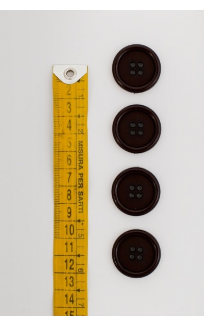 Button basic 4 holes 25mm Dark Brown - Button