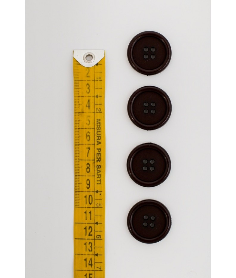 Button basic 4 holes 25mm Dark Brown - Button
