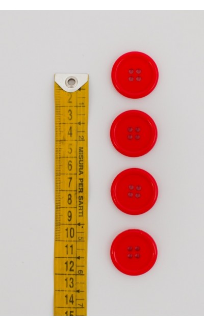 Button basic 4 holes 25mm Red - Button