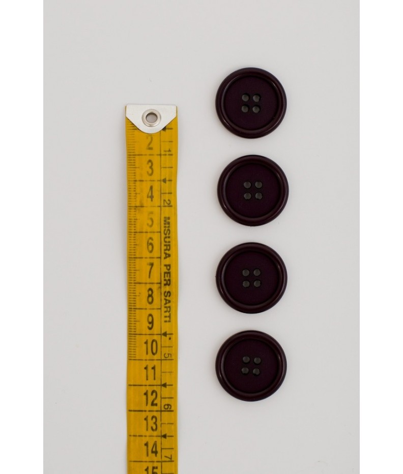 Bottone classico 4 fori 25mm Viola scuro - Bottoni e Chiusure