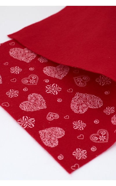 Tuch filz stoff Romantisch gedruckt 010 rot