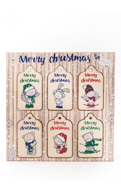 Wooden tag Merry Christmas - 002