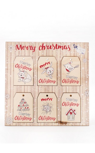 Wooden tag Merry Christmas - 005