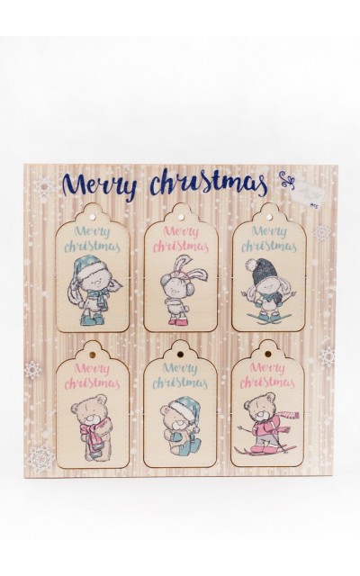 Wooden tag Merry Christmas - 001
