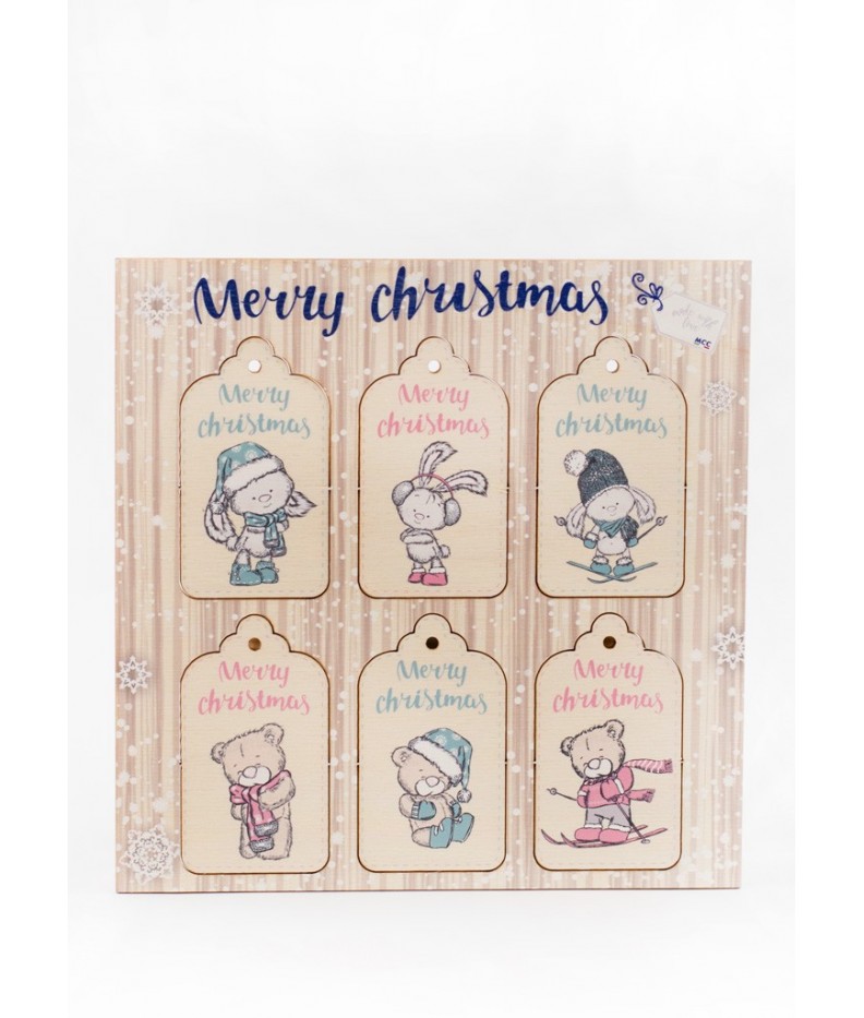 Wooden tag Merry Christmas - 001