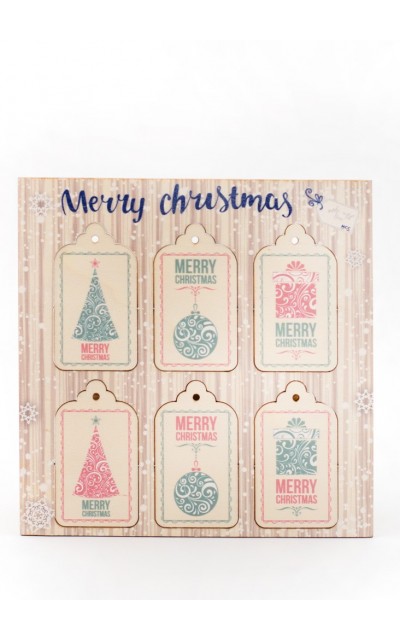Wooden tag Merry Christmas - 007
