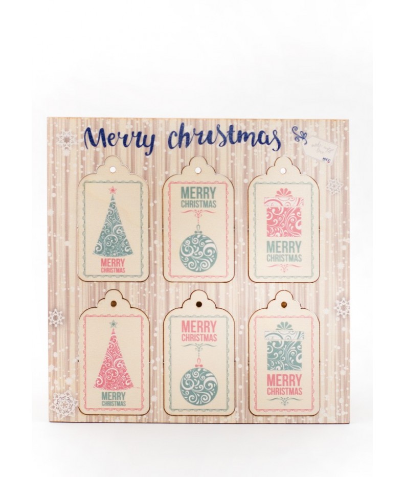 Tag in legno Merry Christmas - 007