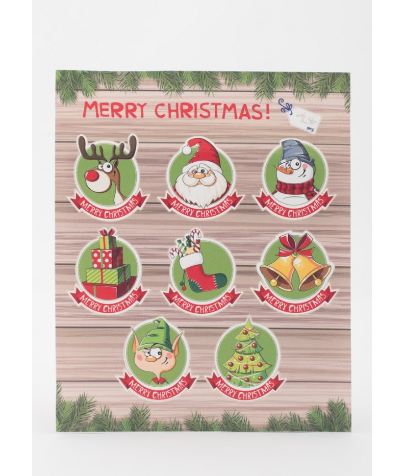 Set di 8 adesivi Fantasia Merry Christmas